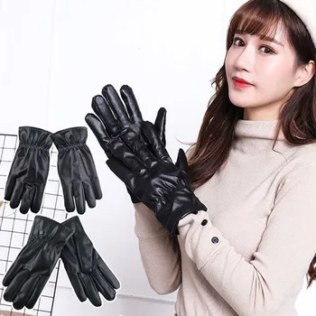 1 Пара мужских перчаток из искусственной кожи для защиты от зимнего холода, теплые варежки с сенсорным экраном, Сверхлегкие Ветрозащитные перчатки для вождения