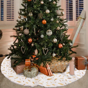 1 шт. белого цвета, позолоченная плюшевая юбка в виде рождественской елки, Коврик для пола, Ковер в виде Рождественской елки, украшение для дома