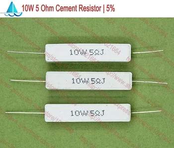 (10 шт./лот) 10 Вт 5 Ом Керамический цементный силовой резистор 5 Ом ТОЛ 5% резисторов