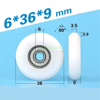 10шт 6 *36* 9 мм POM с пластиковым покрытием 626ZZ подшипниковый шкив/ колесо качения/направляющее колесо для 3D-принтера 2020 гусеничный алюминиевый профиль