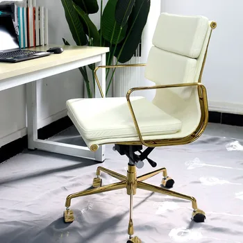 2023 Металлические Офисные стулья Эргономичная Спинка Boss Home, Подъемный Вращающийся стул, Современный Простой Компьютерный стул с пятью золотыми кромками