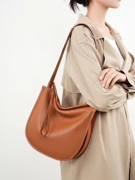 2023 Новая минималистичная и удобная сумка-тоут из мягкой кожи из воловьей кожи, женская сумка большой емкости, сумка через плечо на одно плечо