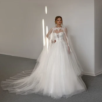 2023 Свадебное платье принцессы с аппликацией трапециевидной формы без бретелек, милая накидка на шнуровке сзади, Элегантное Женское платье