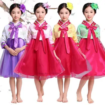2024 ханбок традиционная детская корейская одежда ханбок платье с цветочной вышивкой ханбок косплей костюм платье для выступления на сцене
