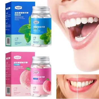 30шт Пробиотических твердых таблеток зубной пасты, мини-ополаскиватель для рта, ополаскиватель для дыхания, натуральные ингредиенты Просто обеспечивают хорошие стойкие результаты.