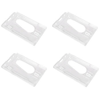 4X Вертикальный жесткий пластиковый держатель для бейджа, двойная карточка ID, Многоцветная, 10x6 см