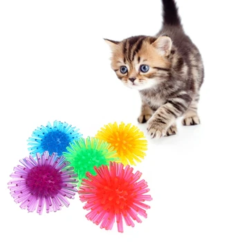 5 Штук для Кошачьего Мяча Pet Teaser Fun Цветочные Шарики Pet for Chase Красочные Цветочные Шарики Мягкая TPR Прямая доставка