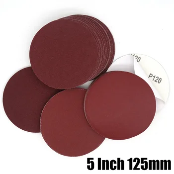 5 дюймов 125 мм самоклеящаяся красная шлифовальная круглая дисковая наждачная бумага с зернистостью 60-2000