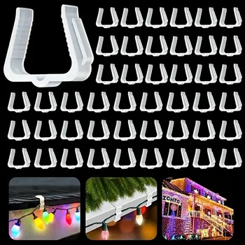 50 Шт Рождественских световых вешалок с крючками 1 5/8-дюймовые панели для фасции, зажимы для праздничных фонарей на открытом воздухе