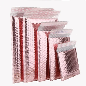 50 шт. /лот Пластиковые пузырчатые пакеты из розового золота, мягкий конверт для доставки, водонепроницаемые пузырчатые пакеты