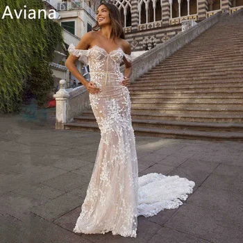 Aviana Милая, кружевные аппликации с открытыми плечами, свадебные платья русалки, свадебные платья без рукавов с открытой спиной, Vestido De Novia