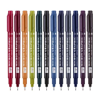 Finliner 0,5 мм Винтажные 12 цветов Ручки Fineliner, набор цветных маркеров Fine Line, Качественная красочная художественная маркерная ручка, художественная живопись Fine