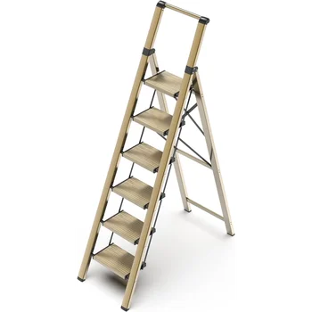 GameGem 6-ступенчатая Лестница для Потолка высотой 12 Футов, Легкий Алюминиевый Складной Табурет-стремянка с Удобной ручкой, Стремянки