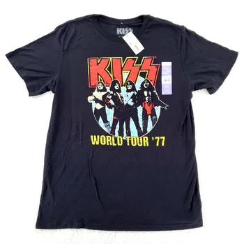 KISS World Tour 77, мужская рубашка 2XL, черная, концерт рок-группы, Kizz, Новая, с бирками, с длинными рукавами