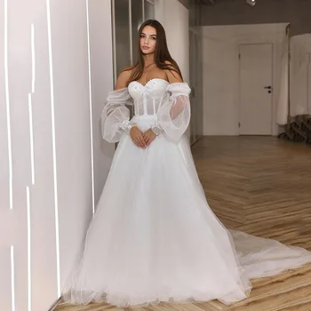 Msikoods Роскошные свадебные платья с блестками, блестящие свадебные платья трапециевидной формы с 3D цветами, сексуальный корсет, платье невесты на шнуровке