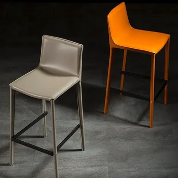 O242дизайнерский барный стул с кожаным седлом, высокий табурет для домашнего творчества, обеденный стул перед баром, модный барный стул