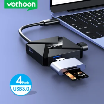 USB-концентратор Vothoon 4-портовый USB 3.0-концентратор Высокоскоростной USB-разветвитель для жестких дисков USB-флэш-накопитель Мышь Клавиатура Удлинительный адаптер