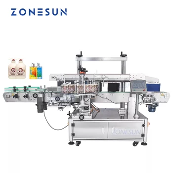 ZONESUN ZS-TB963 Высокоскоростные плоские автоматические машины для этикетирования круглых бутылок с диспенсером наклеек, кодирующие машины для этикетирования круглых бутылок