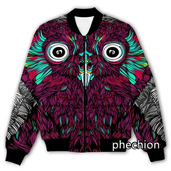 phechion, Новая мужская /женская повседневная куртка с 3D-принтом в виде совы, модная уличная одежда, мужская свободная спортивная куртка и пальто Q163