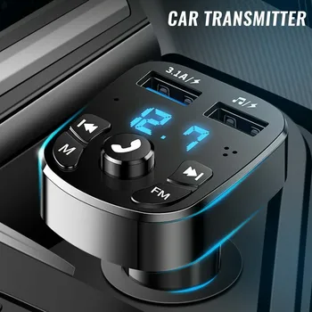 Автомобильный Беспроводной Bluetooth FM-передатчик, MP3-плеер, быстрое зарядное устройство с двумя USB-приемниками, совместимый с Bluetooth 5.0 FM Автомобильный комплект
