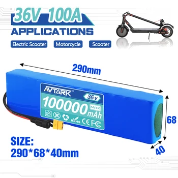 Аккумуляторная литиевая батарея 36V 100Ah 18650 10S3P Мощностью 1000 Вт, модифицированный Велосипед, скутер, электромобиль с BMS