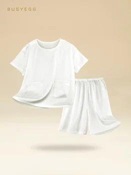 Белая детская летняя одежда для отдыха из натурального шелка для мальчиков, пижамный комплект из натурального шелка с короткими рукавами, одежда для мальчиков, детская одежда для сна