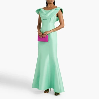 Вечерние платья ROSELLA Мятно-зеленого цвета с круглым вырезом Длиной до щиколоток, Русалка, плиссированное платье без спинки для официальных мероприятий, новинка 2023