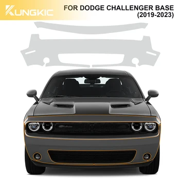 Внешний вид переднего бампера автомобиля с защитой от краски PPF для Dodge Challenger Base 2019-2023, наклейки из прозрачной пленки Tpu против царапин