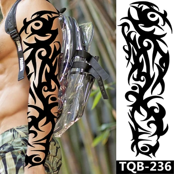 Временная татуировка на всю руку, дополнительная временная татуировка Черные наклейки для тела с татуировками для мужчин и женщин