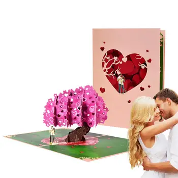Всплывающая открытка с цветами Подарочная открытка с цветами сакуры и качелями Удивительная и долговечная всплывающая открытка на годовщину Дня Святого Валентина