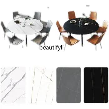 Выдвижная Каменная плита, Обеденные столы и стулья, набор для домашнего отдыха, Складная мебель для круглого стола с переменной площадью двойного назначения
