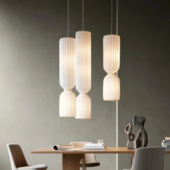 Датский дизайнерский шелковый подвесной светильник цилиндрической формы для гостиной, двухуровневой виллы, лестничного декора, лофта, светодиодного напольного освещения