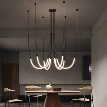 Дизайнерская линейная люстра в скандинавском стиле, современная подвесная лампа Leda, декор для гостиной, вестибюля, кухни, Креативный подвесной светильник для обеденного стола