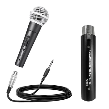 Для предусилителя динамического микрофона DM1 + микрофона SM58SK Усиление 28 ДБ Для динамического и пассивного ленточного микрофона, черный металл