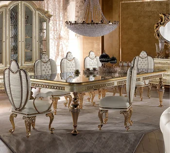Европейский обеденный стол Из массива дерева новая классическая мебель вилла на заказ роскошный резной прямоугольный французский обеденный стол