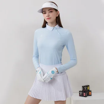 Женская одежда для гольфа 2023, рубашка с длинным рукавом, поло, Новая осенне-весенняя одежда, эластичная повседневная спортивная одежда, теннис, Бадминтон, упражнения