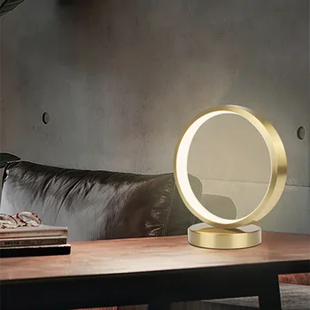 Золотая круглая светодиодная настольная лампа прикроватная тумбочка для спальни современная простая атмосферная гостиная защита глаз освещение рабочего стола для чтения в кабинете