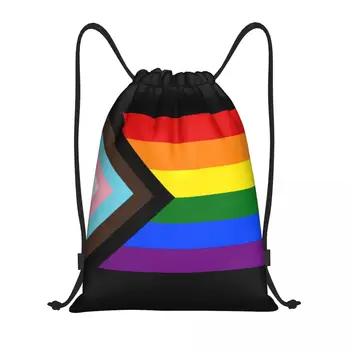 Изготовленные на заказ сумки на шнурках с флагом Гордости ЛГБТ, мужские и женские Легкие сумки для гей-парада, Спортивный рюкзак для хранения в тренажерном зале