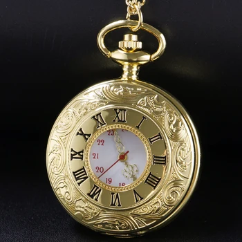 Изысканные Роскошные Золотые Римские цифровые Полые кварцевые Карманные часы, Винтажное ожерелье, Поясная цепочка, Аксессуары для джентльменов, подарок