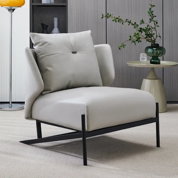 Итальянские одноместные стулья для гостиной, роскошные дизайнерские стулья для гостиной из студийного железа, мягкая серая мебель для интерьера салона Meubles De Salon