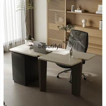Итальянский минималистичный письменный стол высокого класса Из массива дерева, окрашенный белым воском, высококачественный компьютерный стол