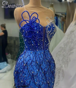 Коктейльные платья королевского синего цвета с кристаллами, Элегантные вечерние платья без рукавов, платья для особых случаев, платья-русалки