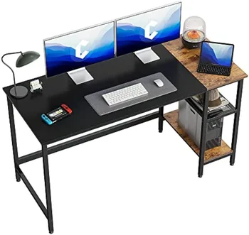 Компьютерный Домашний Офисный Стол, 55-Дюймовый Небольшой Письменный Стол Для Учебы с Полками Для Хранения, Современный Простой Компьютерный Стол с