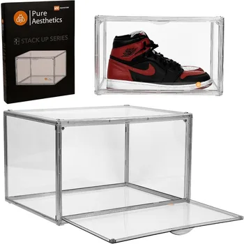 Коробки для обуви из прозрачного пластика, штабелируемые – 1 упаковка, открывающаяся сбоку, защита от ультрафиолета – Прозрачные акриловые коробки для обуви