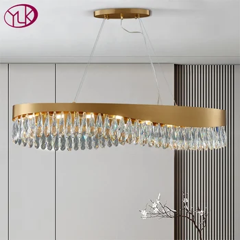 Креативный дизайн, хрустальная люстра для столовой, роскошный подвесной светильник из матового золота, современный декор для дома, светодиодная лампа cristal