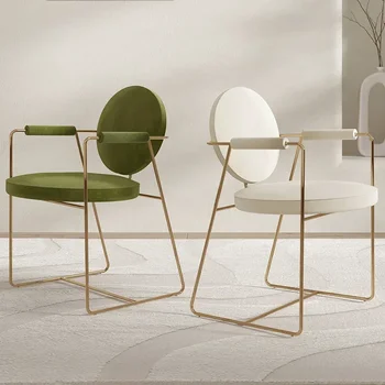 Легкий роскошный обеденный стул из нержавеющей стали, стул для домашней косметики, Современный минималистичный стул для столовой / гостиной со спинкой