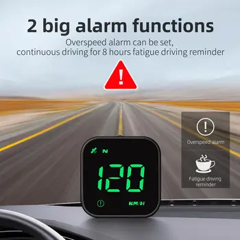 Мини-2-дюймовый светодиодный дисплей HUD для автомобиля, сигнализация о превышении скорости, G4S с питанием от USB, GPS-компас, Спидометр, напоминание об усталости при вождении