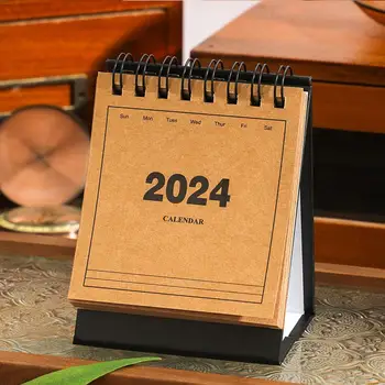 Мини-календарь на 2024 год, Креативный календарь, Полный английский календарь, Простой Ретро Настольный планировщик обратного отсчета, Переносное расписание для студентов