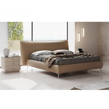 Минималистичная кровать Итальянской роскоши, роскошные Мастер-постельные принадлежности, легкая атмосфера роскошного дизайнера высокого класса
