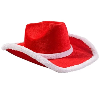 Модная винтажная ковбойская шляпа в западном стиле с широкими полями, Рождественские фетровые ковбойские шляпы для джаза, аксессуар с широкими изогнутыми полями